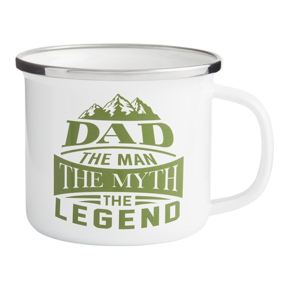 White And Green Dad Legend Enamel Mug - Picture 1 of 1